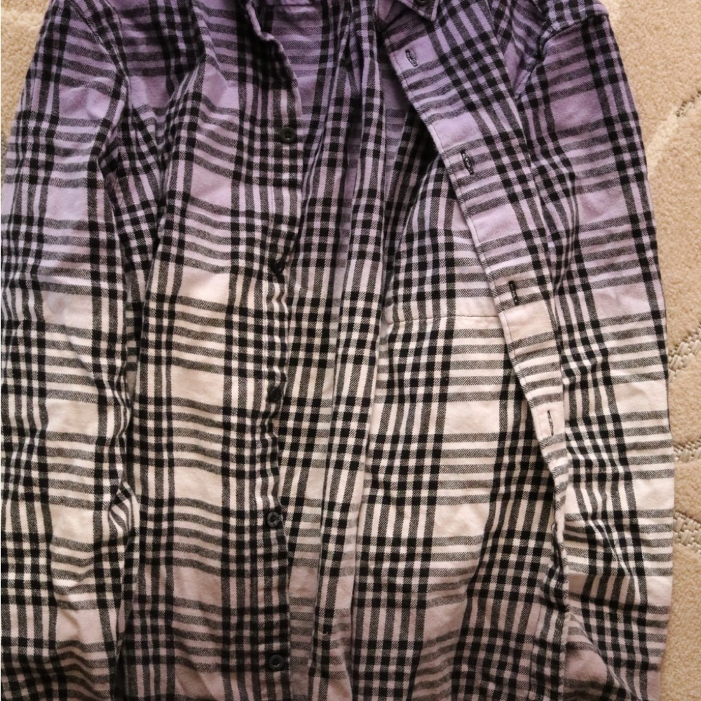 WESC Flannel Plaid Button-Up Shirt, purple, unisex